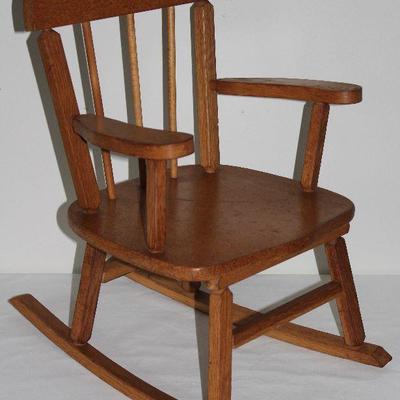 Vintage child's oak spindleback rocker