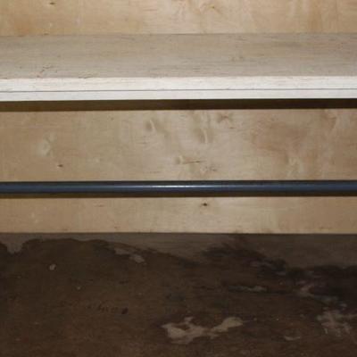 Industrial Shop Made Ready Metal System Table with Wood Top (66â€L x 31â€W x 34.5â€H)
