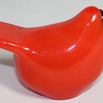 Oiva Toikka Ittala Noutajarvi Finland Signed Orange Art Glass Green Beak Bird