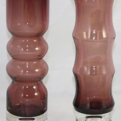 Amethyst Art Glass Bubble Base Vases 
