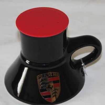 Porsche No-Spill Black Coffee Mug with Lid