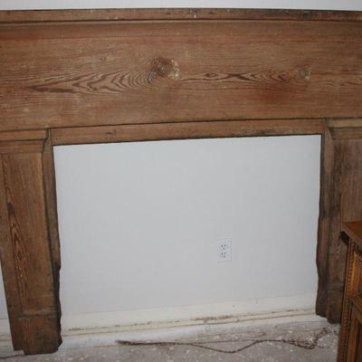 Antique pine fireplace mantle (69â€W x 8â€D x 54.5â€H)