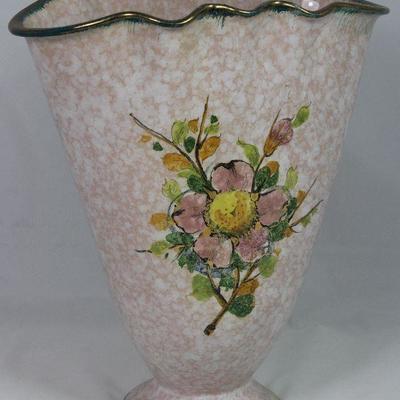 Comas Italy Hand Painted Sponge Ware Vase (10â€H x  8.5â€W at Top)