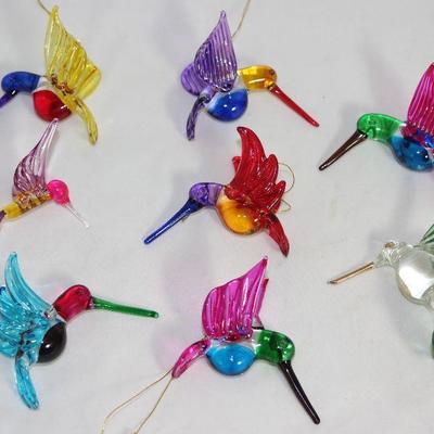 Vintage art glass humming bird ornaments