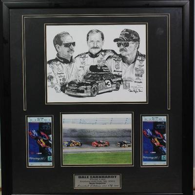Dale Earnhardt â€œFinal Lapâ€ Daytona 500 Dale Earnhardt Death, Died February 18, 2001 Limited Edition Framed Matted Collection: pen and...