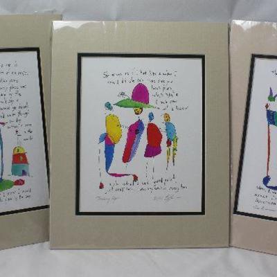 Matted 8 x 10 signed and dated prints:   â€œStory Peopleâ€ by Brian Andreas,  â€œA Place by The Seaâ€ 1997, â€œTeaching Rightâ€ 1996...