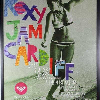 Roxy Jam Cardiff September 22-23 2007 Womenâ€™s World Longboard Pro Poster Framed (25 1/4â€ x 37 1/4â€)