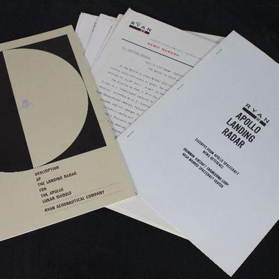 Bendix Apollo 11 Folder: 1) Ryan Apollo Landing  Radar Excerpts from Apollo News Reference. 2) Background Memo on Bendix and the Space...