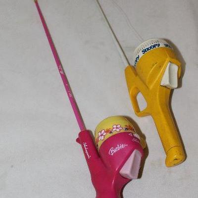 Vintage Barbie Shakespeare Rod and Reel and Snoopy Zebco Vintage 1988 Rod and Reel