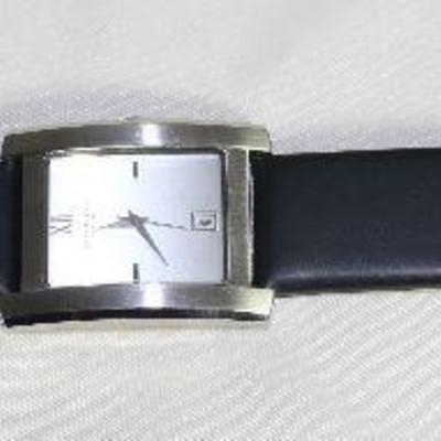 Kenneth Cole Quartz Watch with Black Leather Band