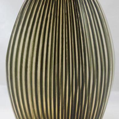 Blown Art Glass Black Stripe  Bottle Vase (14â€H)