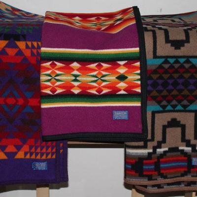 Beaver State Pendletonâ€™s Woolen Mills Vibrant Colors Geometric Design Blanket (54â€ x 74â€), Small 30â€ x 40â€ and Brown  Earth...