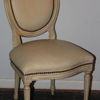 Baker Furniture Milling Road Collection Studded Leather Balloon Back Side Chair
