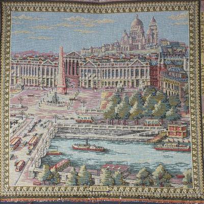 Goblys Vintage â€œParisâ€  Tapestry (20â€ x 20â€)