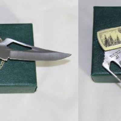 Frost Cutlery Newport Collection Alaska Souvenir Scrimshaw Single Blade Folding Knife