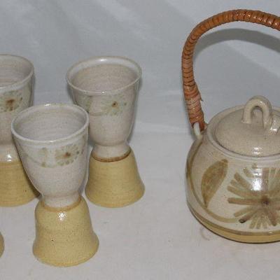 Fletcher Handmade Pottery Teapot and 4 Cups