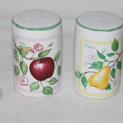 A portion of a Salt and Pepper Shaker Collection: Kaysonâ€™s China Japan â€œGolden Rhapsodyâ€,  Apple & Pear Stoneware Set and an...