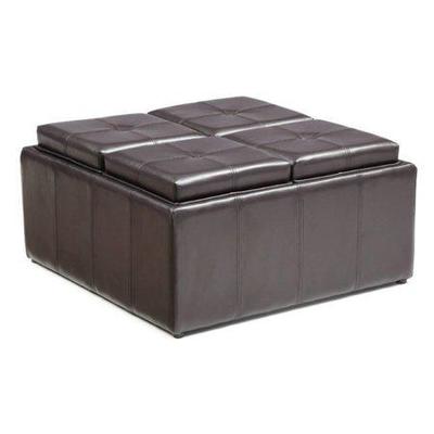 Hodedah Large Storage Ottoman with Flip over Tray, ...