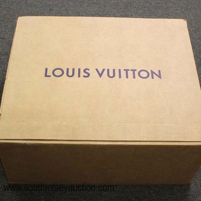  Authentic â€œLouis Vuittonâ€ Brown Shipping Box, Orange Purse Box, Dust Bag, Small Draw String Bag with a Sample Perfume and the Blue...