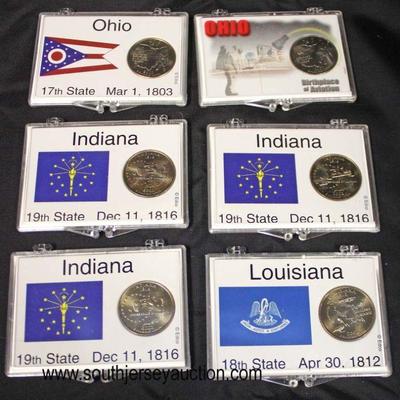  Set of 6 State Quarters including: (2) Ohio, (1) Louisiana, and (3) Indiana

Auction Estimate $5-$10 â€“ Located Glassware 