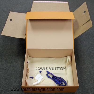  Authentic â€œLouis Vuittonâ€ Brown Shipping Box, Orange Purse Box, Dust Bag, Small Draw String Bag with a Sample Perfume and the Blue...
