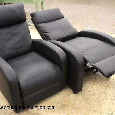  PAIR of Like New Modern Design Black Leather Recliners

Auction Estimate $300-$600 â€“ Located Inside 