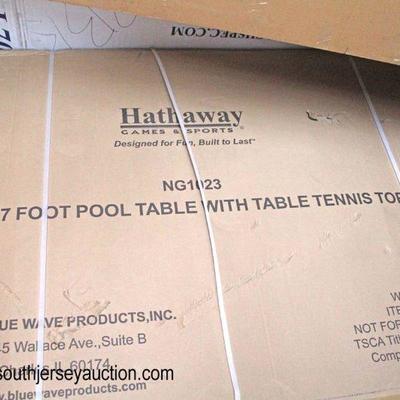  NEW â€œBlue Wave Products Hathaway Games and Sportsâ€

7â€™ Foot Pool Table with Table Top Tennis Item #NG 1023 â€“ in box

Auction...