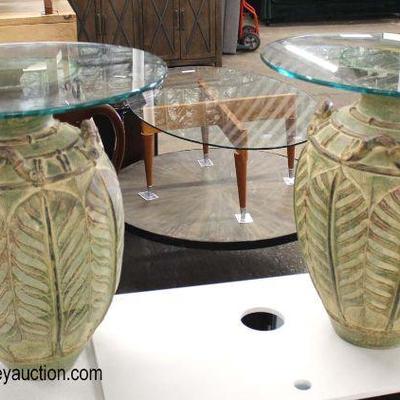  PAIR of Custom Terracotta Vase Base Glass Top Decorator Lamp Tables

Auction Estimate $100-$200 â€“ Located Inside 