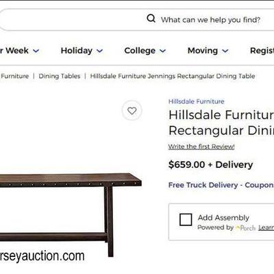  NEW â€œHillsdale Furnitureâ€ Jennings Wood and Metal Rectangular Dining Room Table in the Dark Chestnut #100093-100162

Auction...