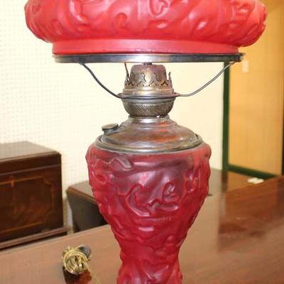  Ruby Red Color Gone with the Wind Style Lamp with Metal Base

Auction Estimate $50-$100 â€“ Located Inside 