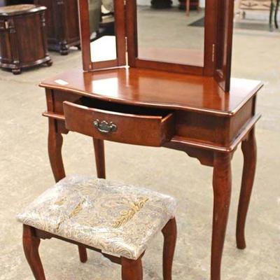  Contemporary 2 Piece Dressing Vanity and Bench with Tri Fold Mirror in the Mahogany Finish

Auction Estimate $100-$300 â€“ Located Inside 