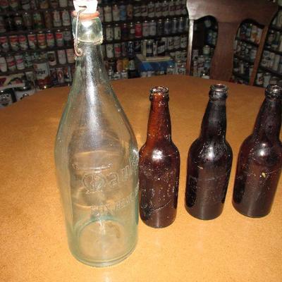Antique Schlitz and Fox Head bottles