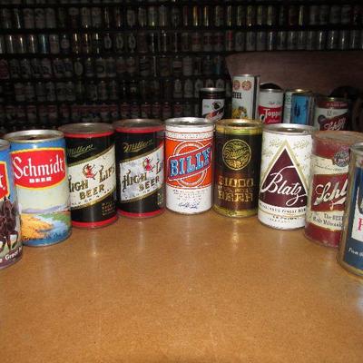 Hundreds of collectible beer cans
