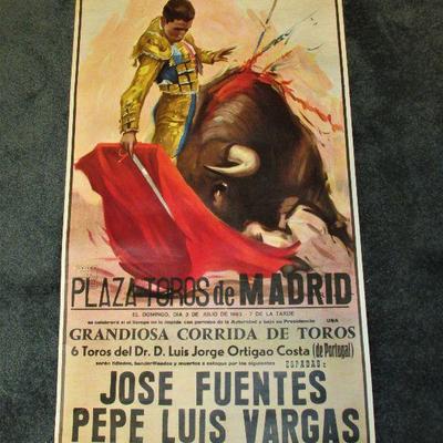 Vintage stamped bullfight poster