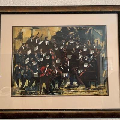 James Carlin American Artist Large Framed Orchestra Lithograph