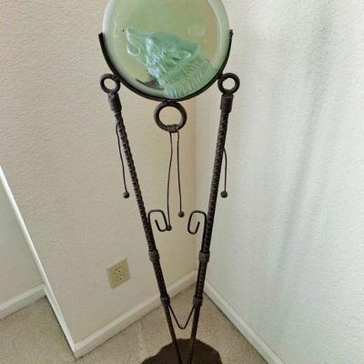 Tall Wolf Metal and Glass Candle Holder