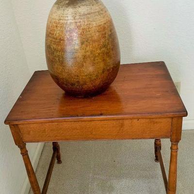 Antique End Table and Vase