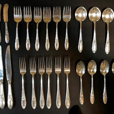 â€¢	Vintage Amston Sterling Silver Colonial Rose, Circa 1948
â€¢	36 pieces sterling silver flatware 6 piece place settings for 6,...