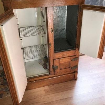 Gurney Refrigerator Co. Antique Ice Box With Brass Hardware