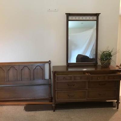 Broyhill Dresser with Mirror and Full Size Bed Frame