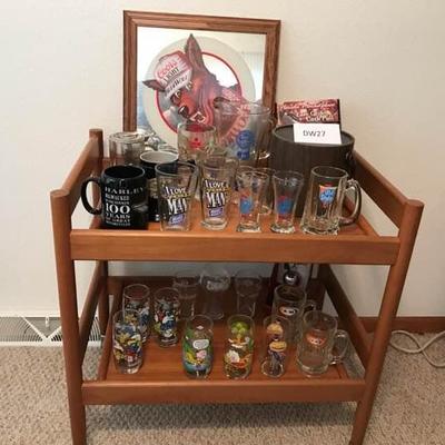 Pabst Blue Ribbon, Old Style, Coors, & Harley Davidson Glasses and Bar Ware