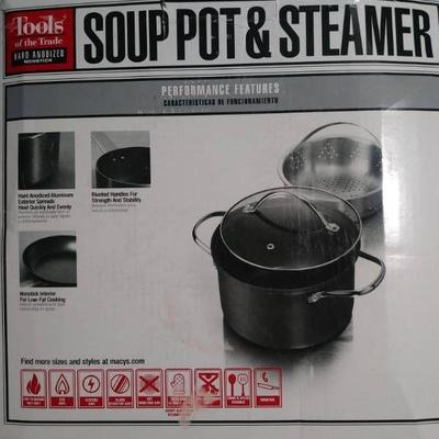 Hard Anodized 4-Qt. Soup Pot with Steamer Insert, ...