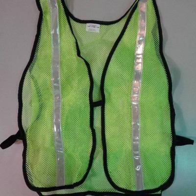 1 Dozen High Visibility Safety Vest, Lime Yellow M ...