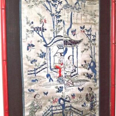 LARGE LATE 18TH CENTURY 0R EARLIER CHINESE SILK EMBROIDERY PANELS