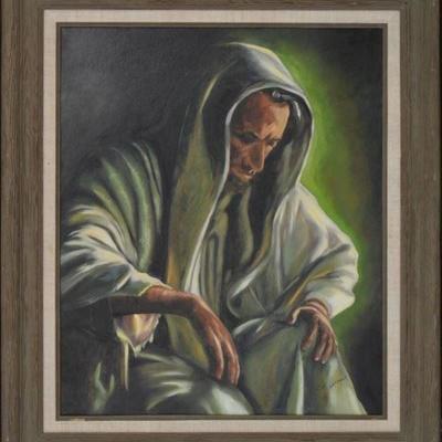 Remarkable  & Rare 19th Century Oil Painting by Christian Author C. E. Sargent | Entitled â€œJesus Prayingâ€ | Oil on Canvas |...