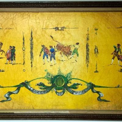 Large Spanish Oil Painting - Matador / Bull Fighting