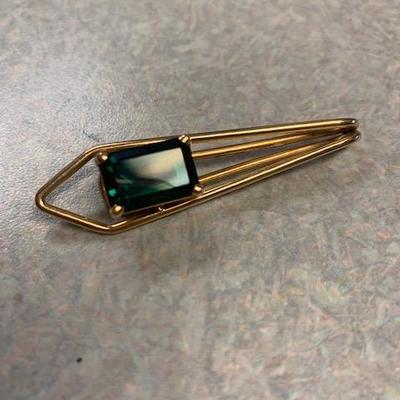 18kt Gold Emerald Tie Clip