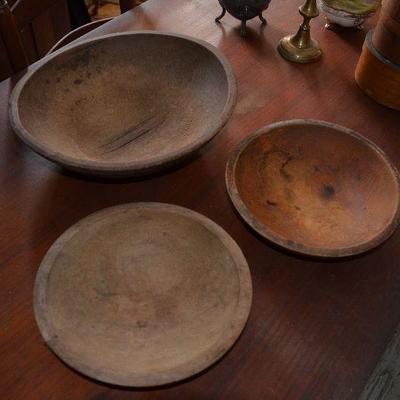 Early Antique Turned Wooden Bowls