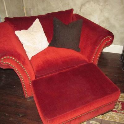 Lovely & comfy oversized chair & ottoman to curl-up in