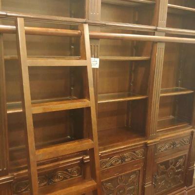 Stunning lighted 2 pc executive bookcase with ladder
